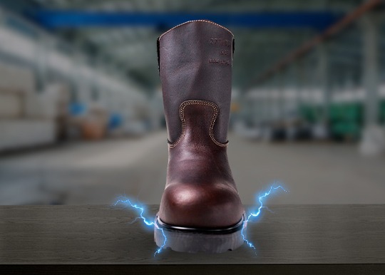 Imagen simulando una bota industrial dentro de un área electrificada